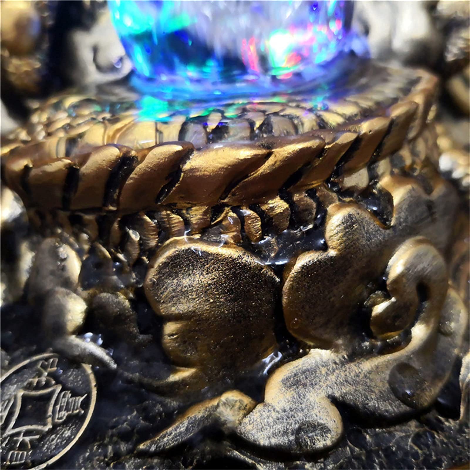 Chinese Dragon Desktop Fountain with LED & Running Water - Feng Shui Wealth Decor for Home & Office, Zen Lotus Base, Lucky Mascot - Perfect for Meditation Spaces, Office Desks & Home Decor