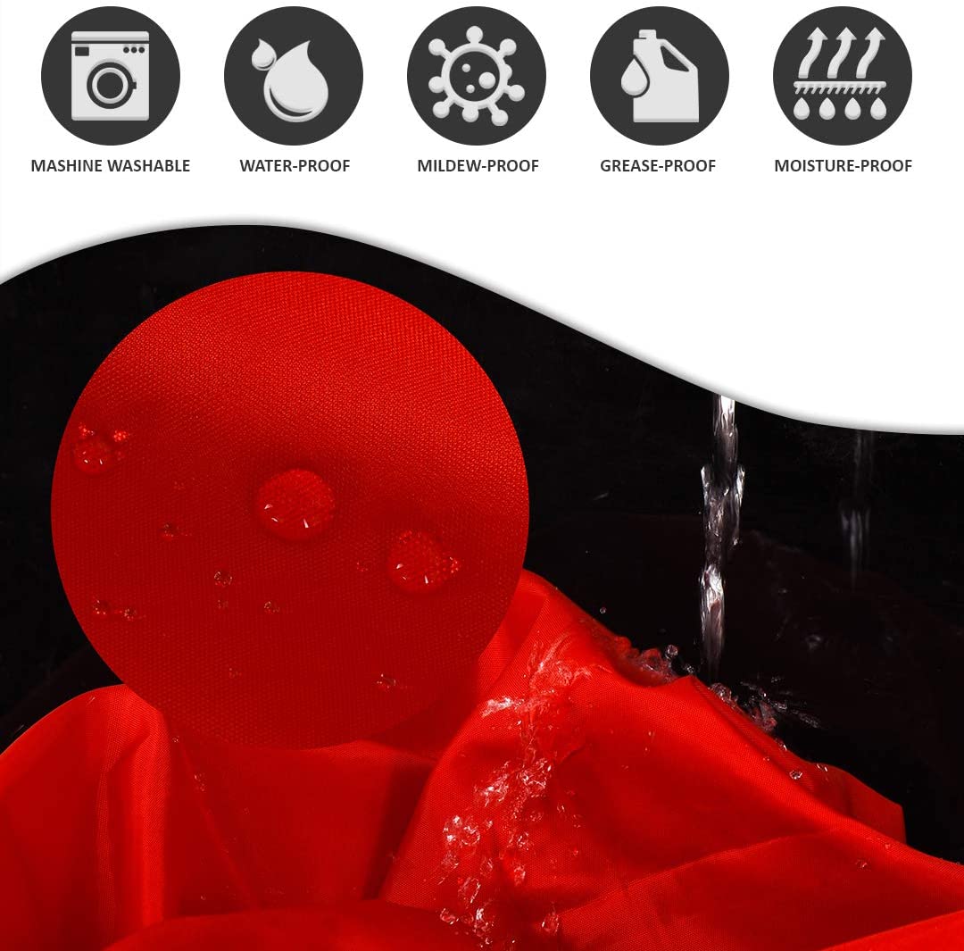 Premium Heavy Duty Solid Red Shower Curtain with 12 Rust-Resistant Grommets & Hooks - 72 x 72 Inches Waterproof Bathroom Decor for Modern Homes