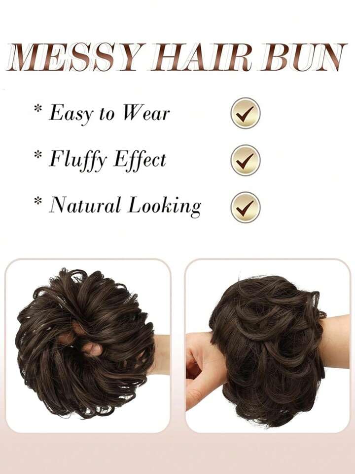 BShine 1PCS Messy Bun Hair Extension with Elastic Band - Synthetic Hair Scrunchies for Women & Girls (Brown, 40g) - Perfect for Parties, Weddings & Everyday Styling