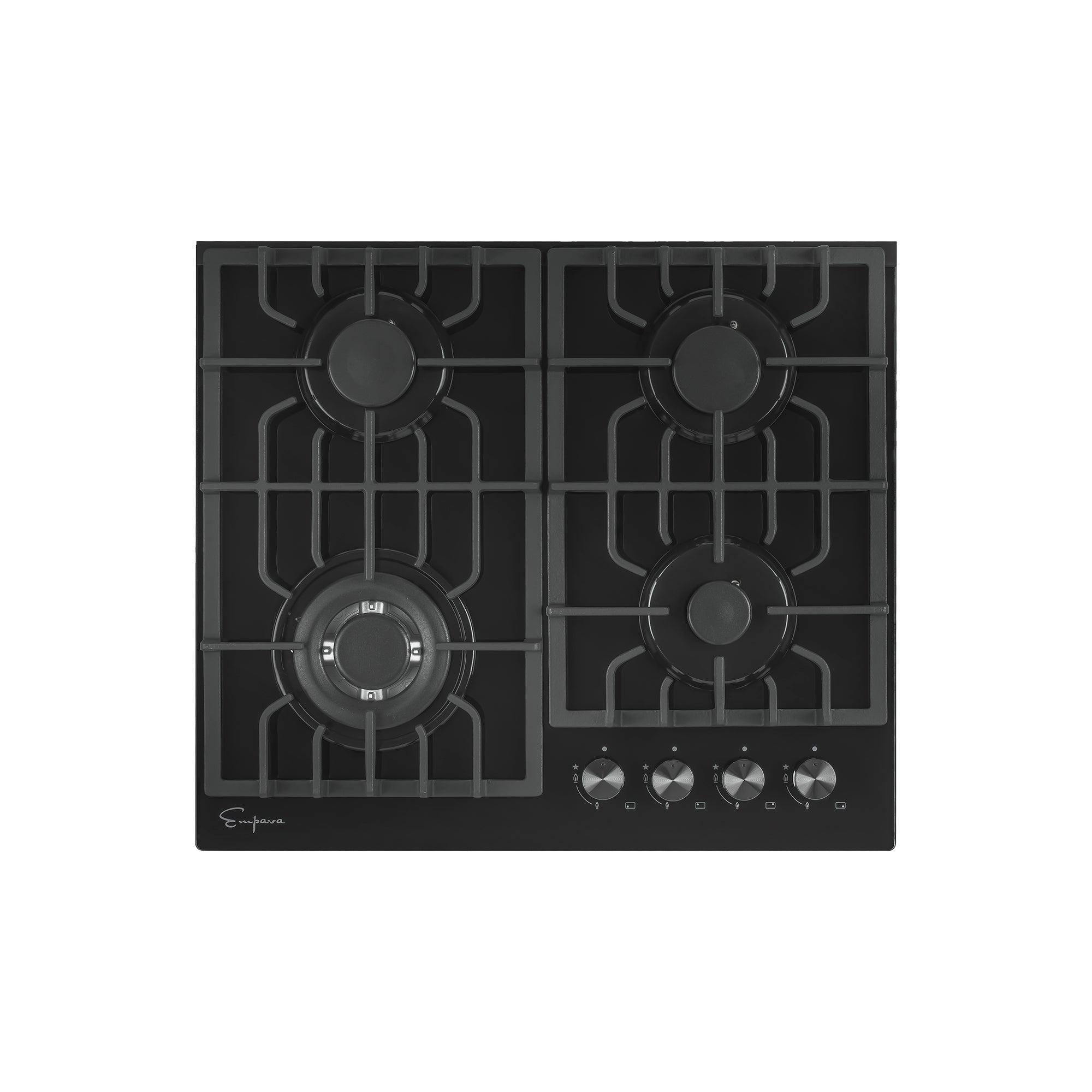 Empava 24 Inch 4 Burner Built-In Gas Cooktop - Black Stainless Steel (Model 24GC28) | Professional Kitchen Stove for Home Cooking, Baking & Entertaining
