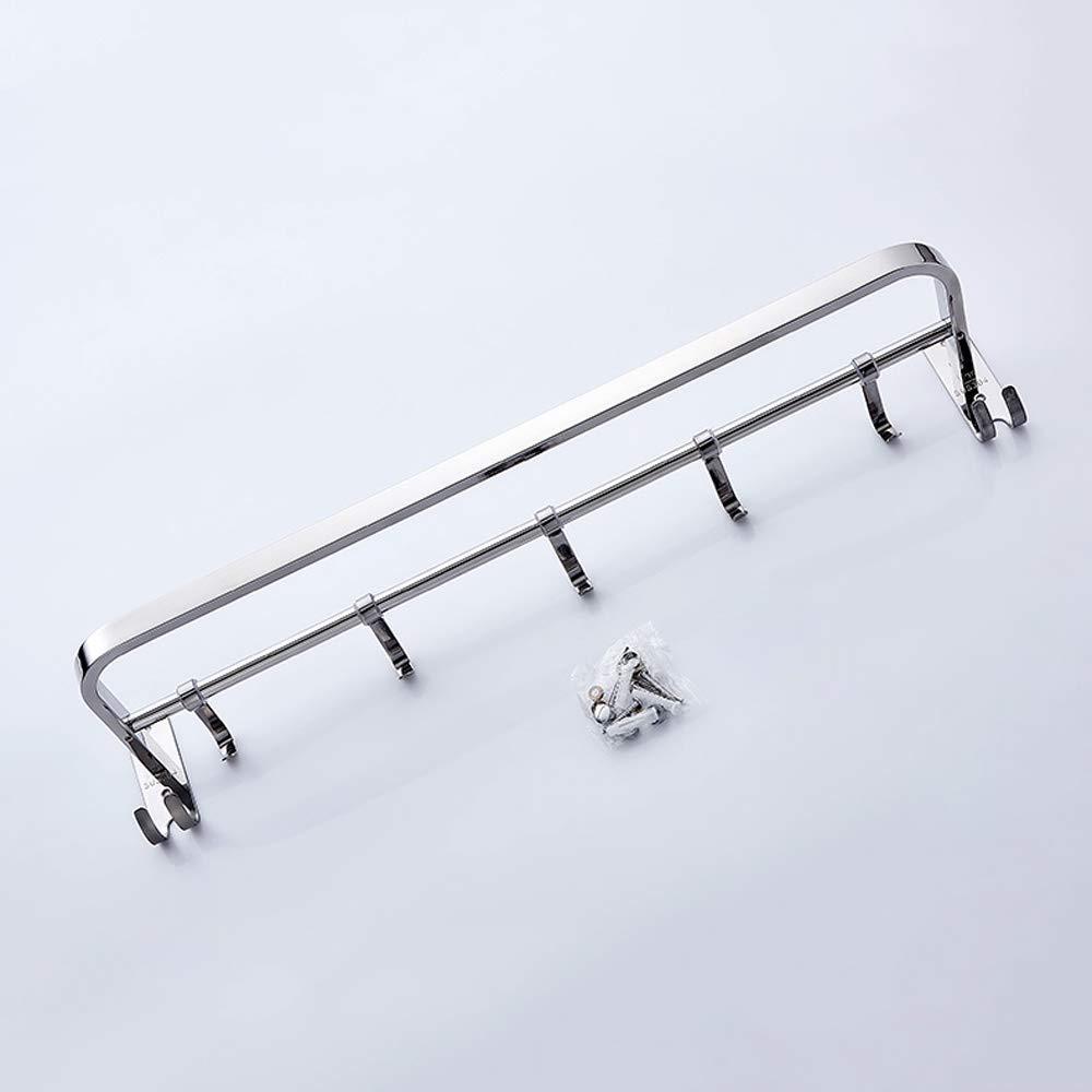 Stainless Steel Bathroom Shelf & Towel Rack - Wall Mounted Storage Organizer with Hooks for Bath Towels, Kitchen Utensils & Spices | Perfect for Shower, Bathroom & Kitchen Decor (SUS 304)