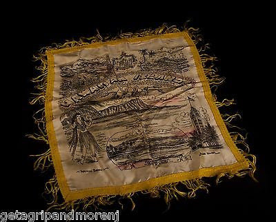 Vintage 1940s Hawaiian Islands Souvenir Scarf - Authentic Silk Handkerchief with Tropical Floral Print | Perfect for Luau Parties, Retro Fashion & Hawaiian-Themed Collections