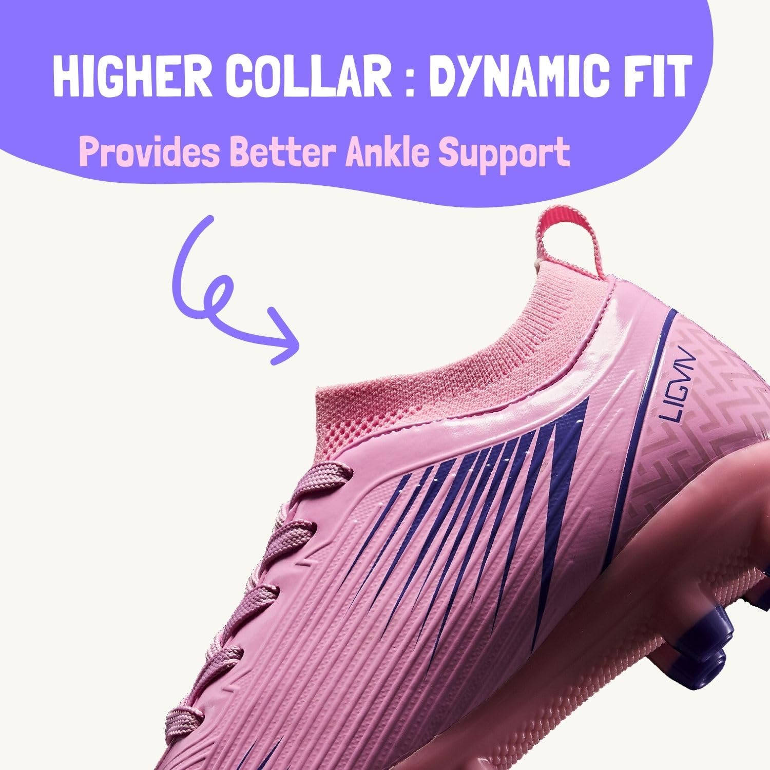 **Kids Soccer Cleats for Boys & Girls - Dynamic Collar Football Shoes for Firm Ground - Toddler, Little Kid & Big Kid Sizes - Perfect for Outdoor Matches & Training**