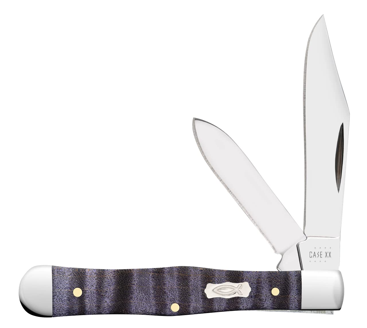 Premium Stainless Steel Pocket Knife with Purple Curly Maple Wood Handle - Case XX Swell Center Jack 80543 - Perfect for Camping, Hiking & Everyday Carry (EDC)