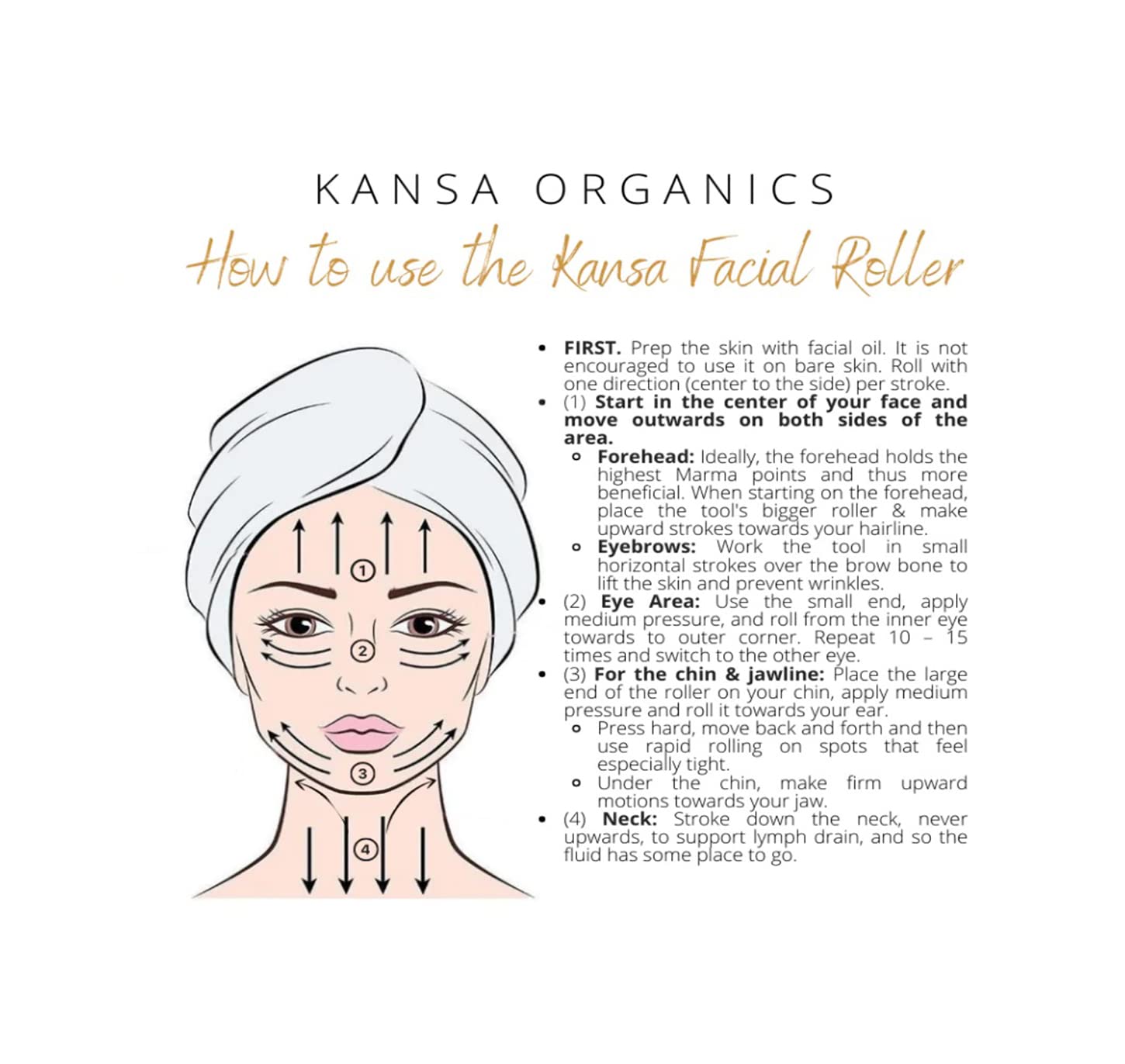 Premium Kansa Face Roller with Fine Wood Grip - Gold Skin Rejuvenation & Detox Tool for Facial Massage, Anti-Aging & Lymphatic Drainage | At-Home Spa & Self-Care Essential
