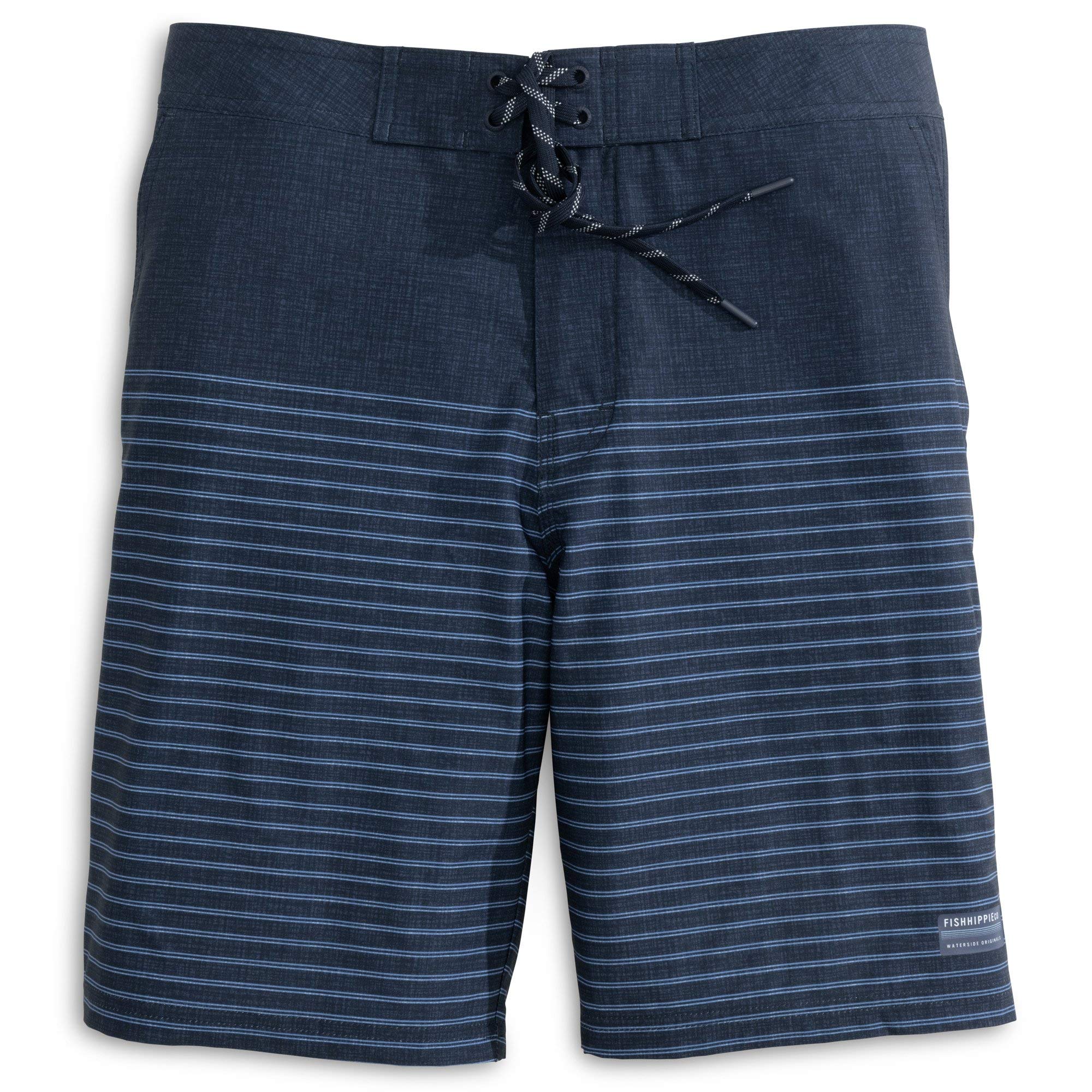 Fish Hippie Dunetopper Board Shorts for Men - Blue Stripe Print Swim Trunks | Beachwear, Surfing, Swimming & Summer Vacation Outfits