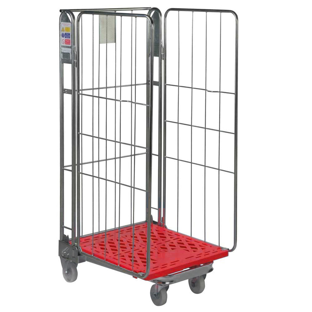 Nestable Plastic Base Roll Containers - Heavy Duty Stackable Storage Bins for Warehouse, Retail & Logistics Use