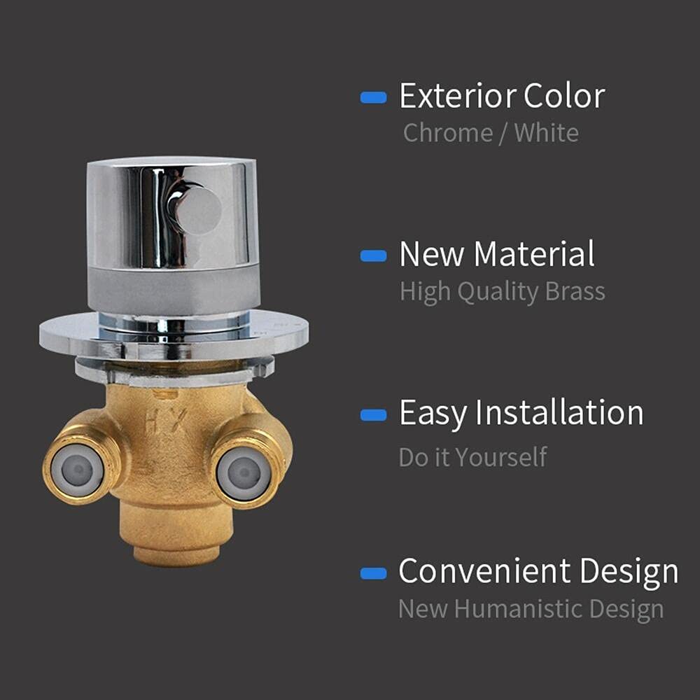 AFUDER Thermostatic Shower Valve - Brass Wall Mounted Shower Mixer Tap with 1-Way Output for Hot & Cold Water - Perfect for Bathroom Renovation & Spa-Like Shower Experience
