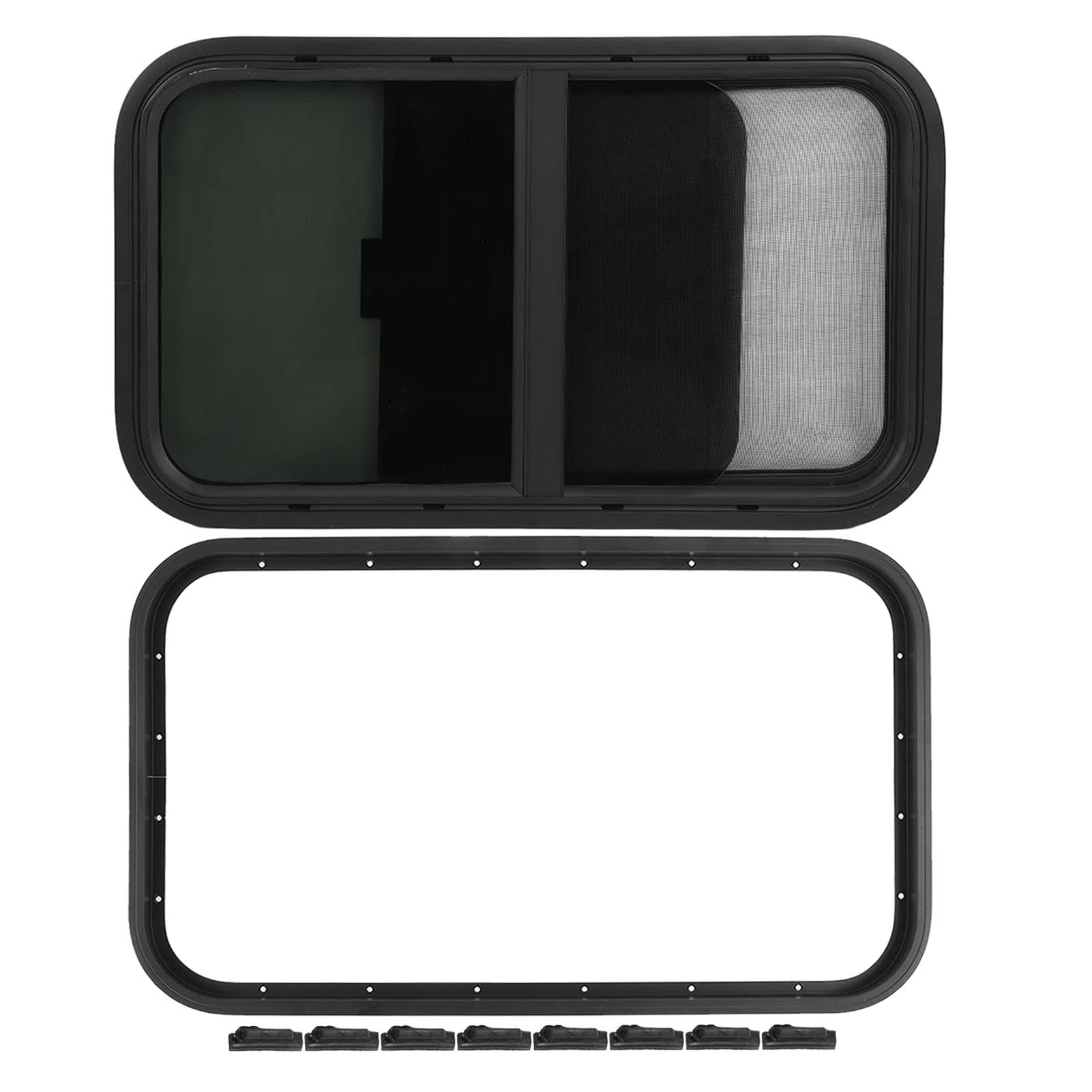 27.56 x 15.75 Inch RV Trailer Window with Screen - Horizontal Sliding Window Replacement for Campers, Engineering Vehicles | Durable Round Corner Design for Mobile Homes & Travel Trailers