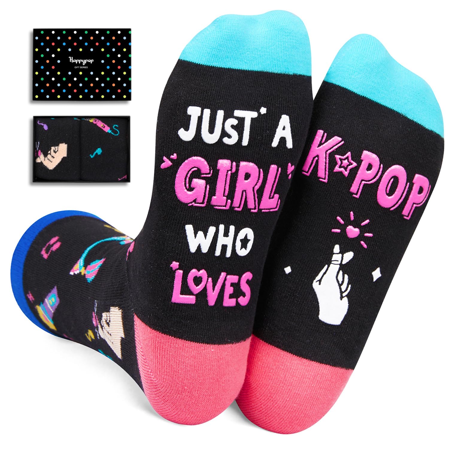 HappyPop K-Pop Music Socks for Women - Cute Anime Singing & Gaming Gifts for Girls - Perfect for Concerts, Cosplay & Gamer Fashion