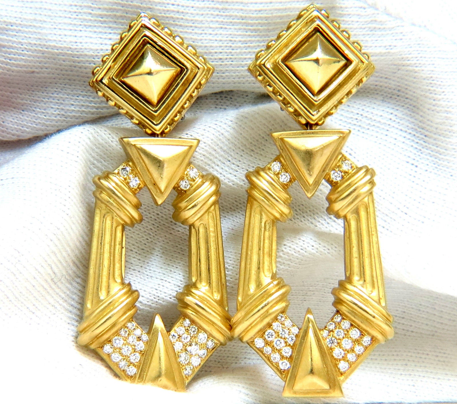 18K Byzantine Diamond Door Knocker Earrings by ESTI FREDERICA - Luxury Statement Jewelry for Women, Perfect for Weddings, Parties & Special Occasions