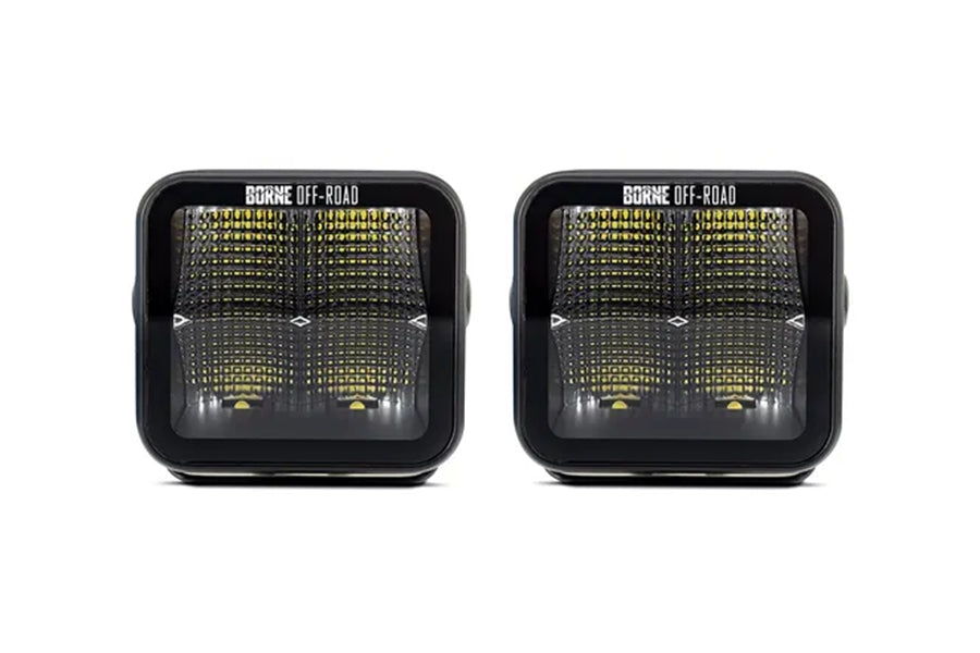 Borne Off Road LED Light Pod Kit - 3x3 Flood Beam for Jeep, Truck, ATV & UTV - Perfect for Night Driving, Camping & Off-Road Adventures