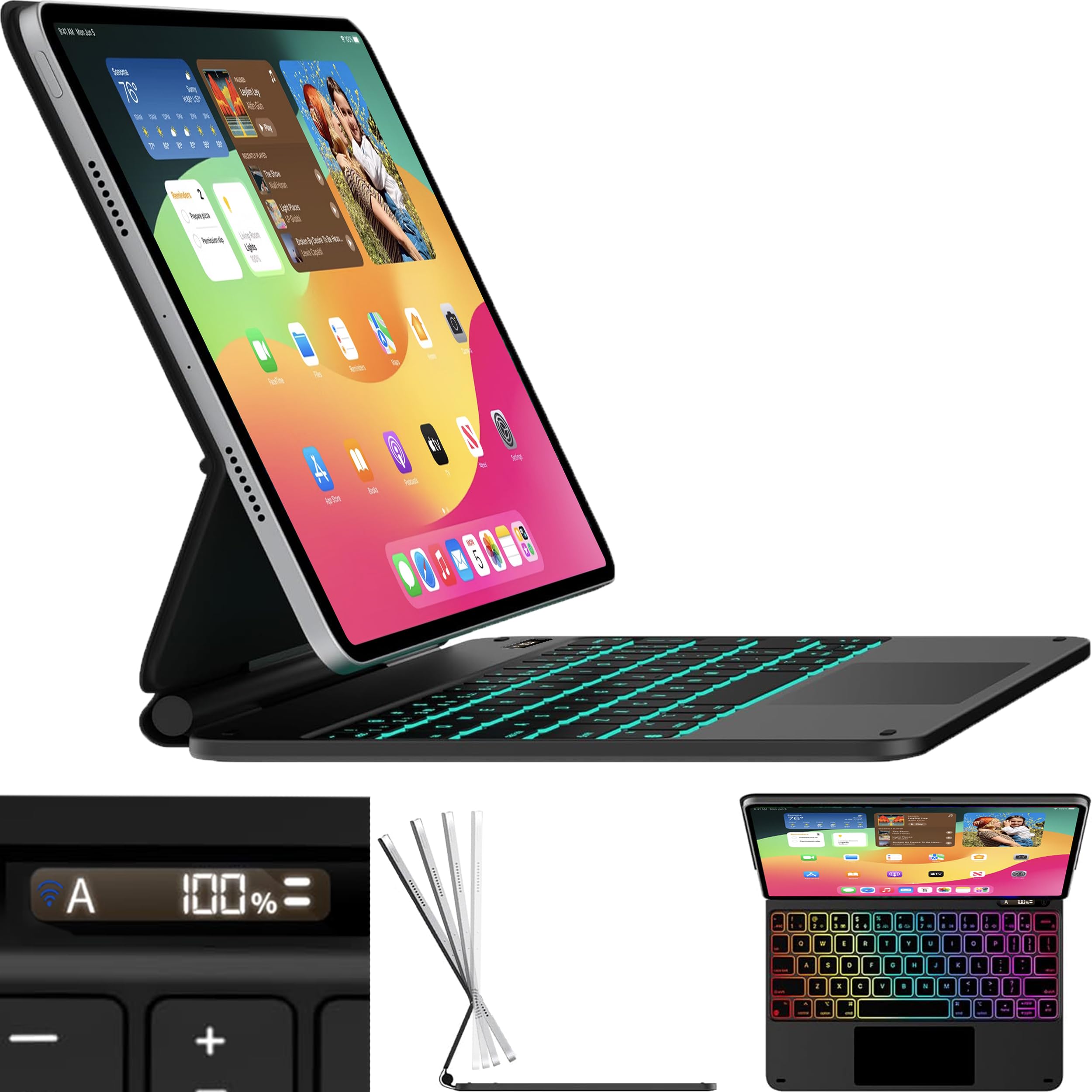 Snugg iPad Pro 13 Case with Backlit Keyboard (2024 M4 Model) - Wireless Bluetooth Keyboard Case with Apple Pencil Holder & Battery Display | Protective Cover for iPad Pro 13-inch | Perfect for Work, Travel & Study (Black)