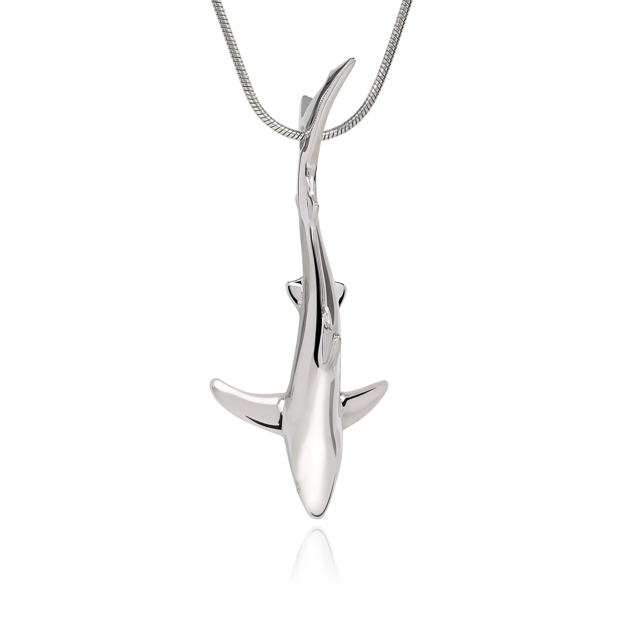Realistic Sterling Silver Blue Shark Pendant Necklace for Men & Women - Perfect Gift for Shark Lovers, Scuba Divers & Ocean Enthusiasts - Ideal for Beach Parties, Marine-Themed Events & Everyday Wear