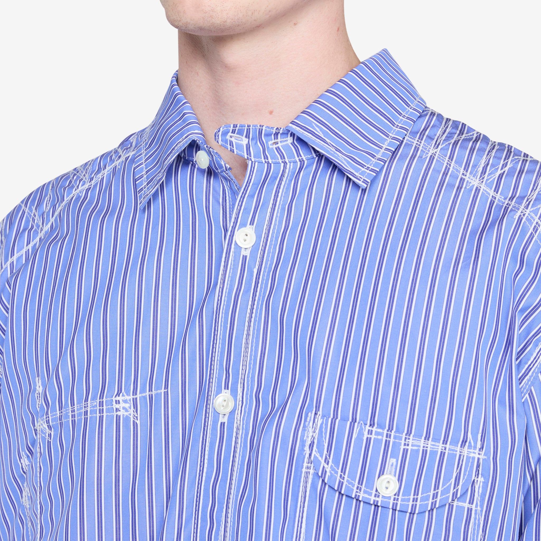 Blue Stitch Stripe Shirt for Men - Casual Button Down Shirt for Office, Date Night & Summer Outfits