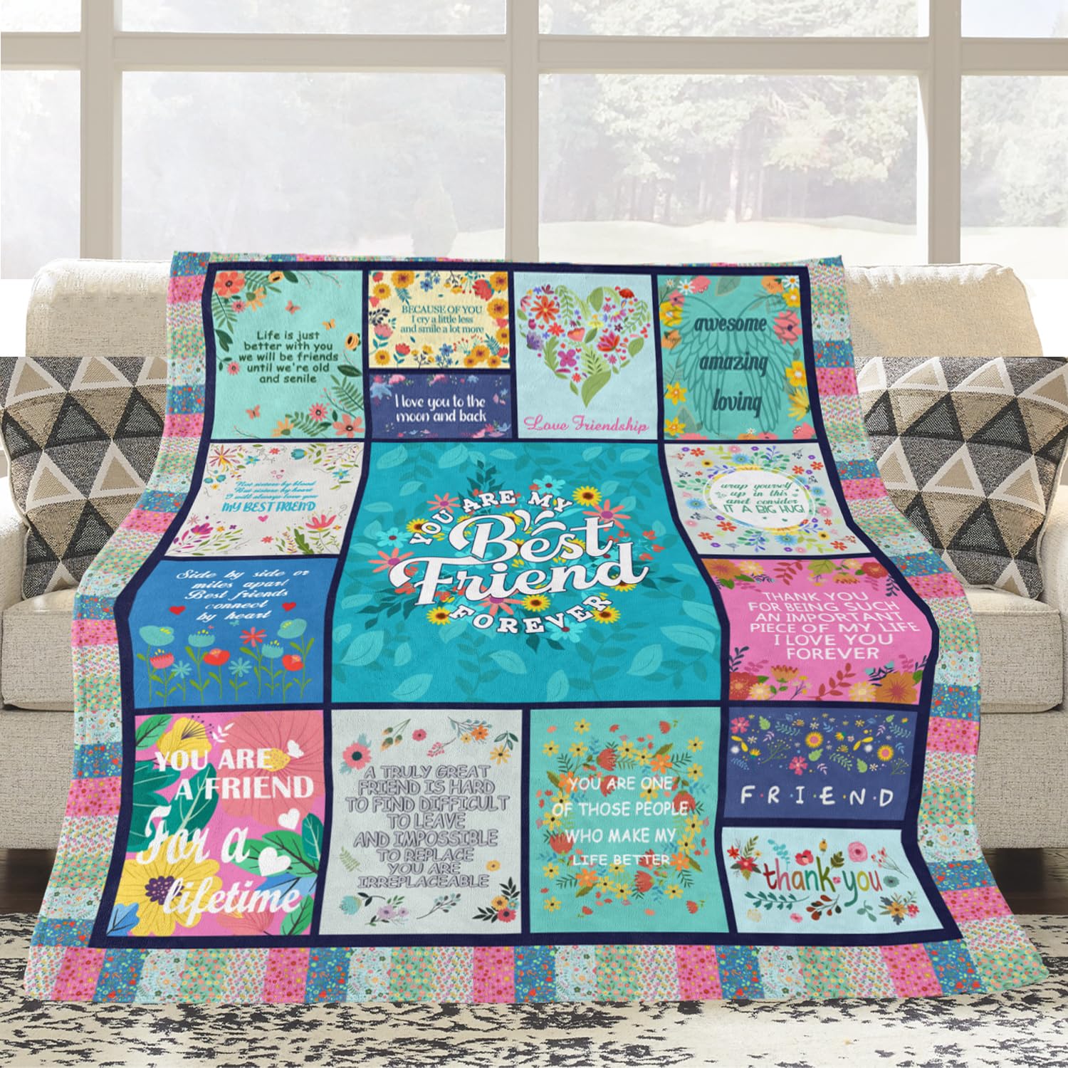 Best Friend Blanket Gift for Women - BFF Birthday & Mothers Day Present - Cozy 60