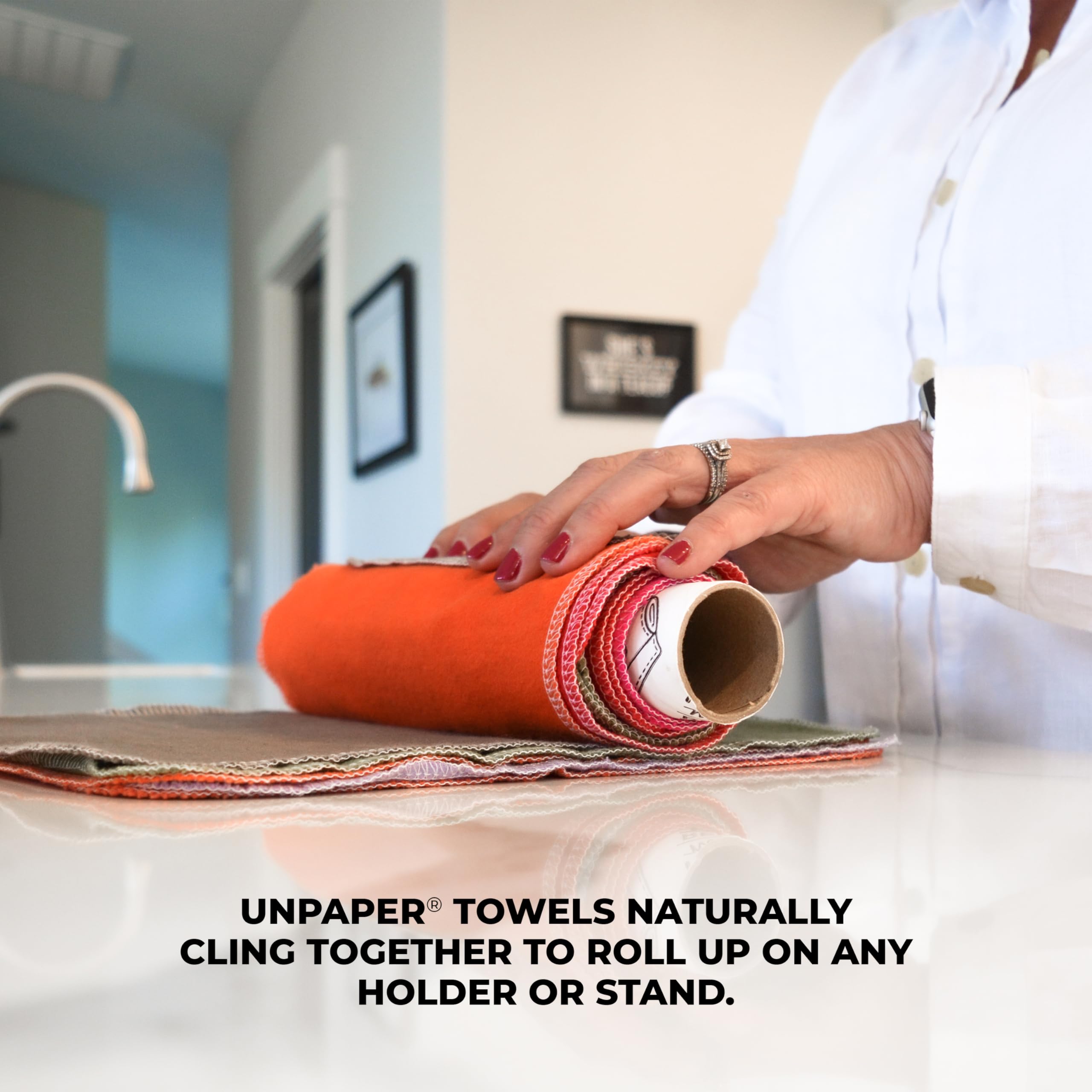 Marley's Monsters UNpaper Towels - 24 Count Roll of Reusable Cotton Towels | Eco-Friendly, Tree-Free, Washable Paper Towel Alternative | Perfect for Kitchen Cleaning, Spills, and Sustainable Living (White)