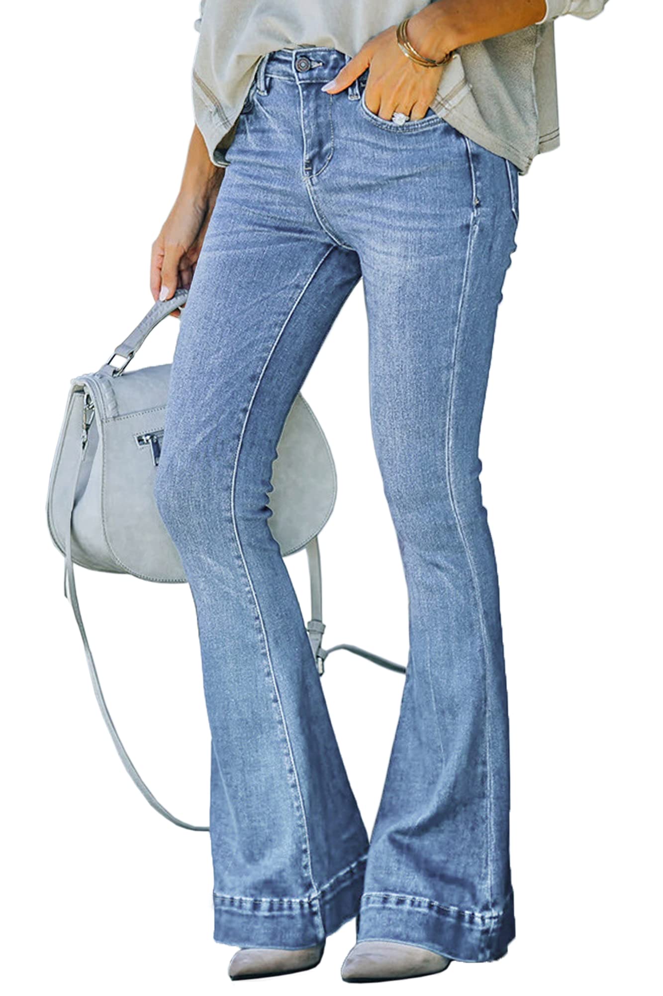 Atditama Women's Wide Leg Jeans - Mid Rise Straight Bootcut Stretch Denim Pants | Comfortable Boyfriend & Mom Jeans for Casual Wear, Office Outfits and Weekend Fashion