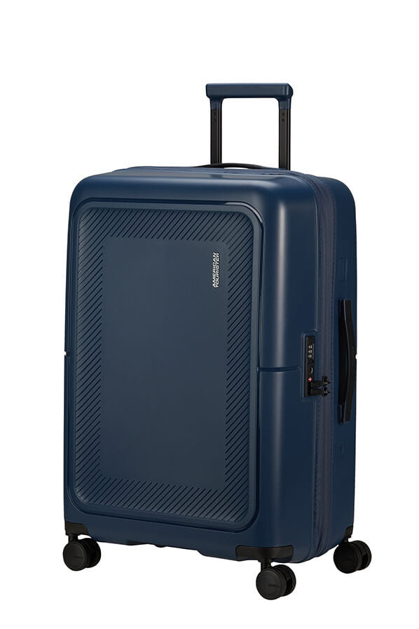 American Tourister 67cm Dashpop Medium Spinner Luggage - Midnight Blue | Lightweight Suitcase for Travel, Business Trips & Weekend Getaways