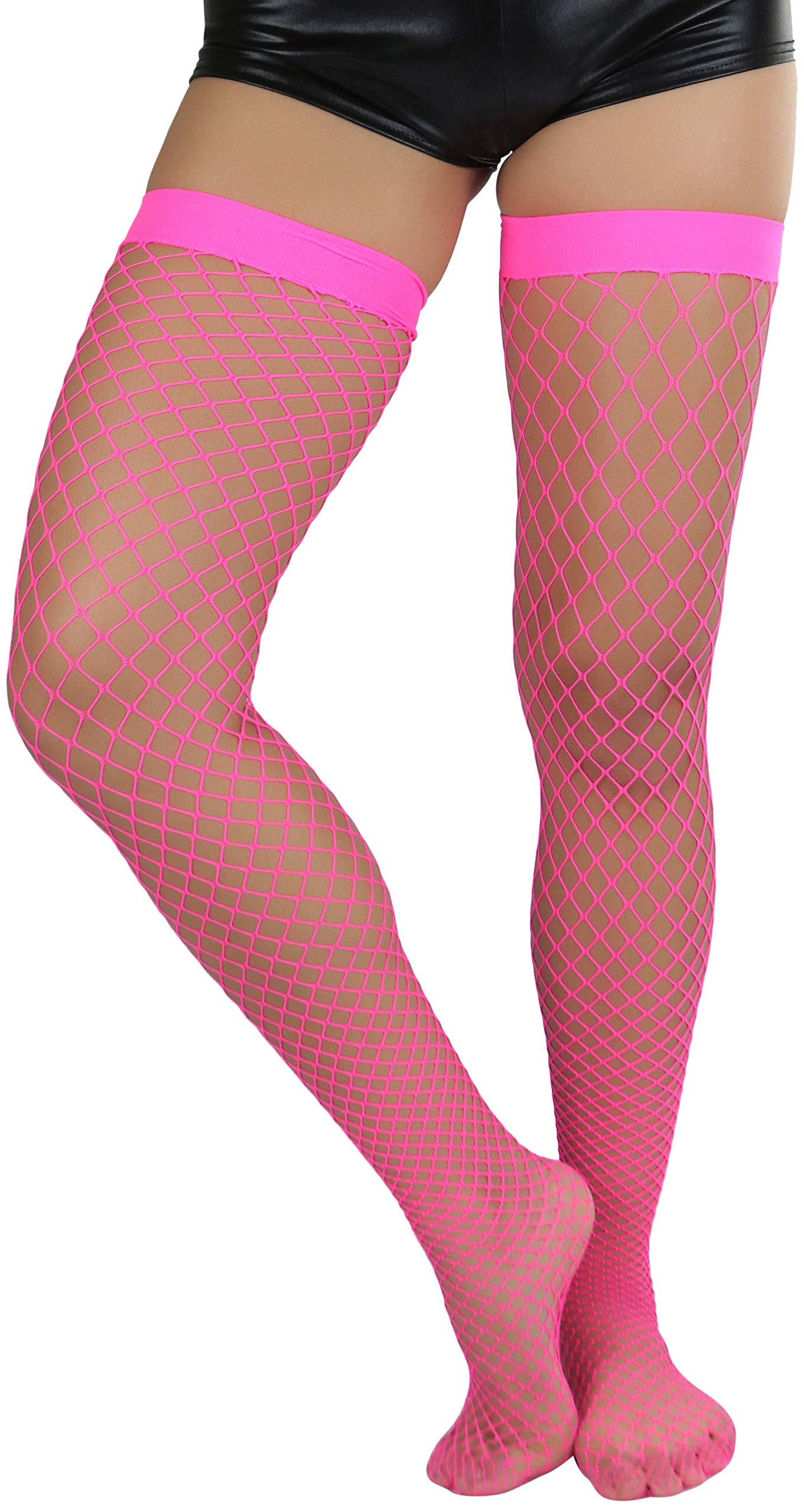 ToBeInStyle Women's Bright & Vibrant Fishnet Thigh High Stockings - Sexy Fashion Hosiery for Parties, Cosplay & Night Out