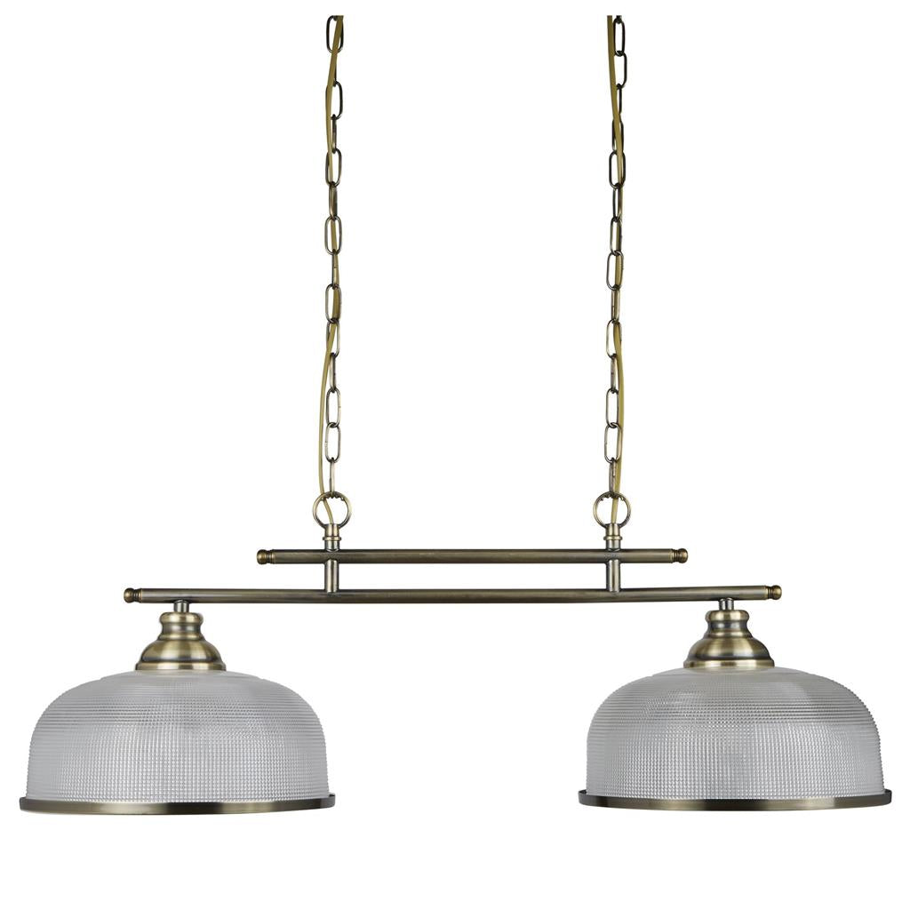Bistro 2/3Lt Kitchen Light Fixture - Satin Silver/Antique Brass Finish - Modern Pendant Lighting for Dining Room, Island, Bar & Restaurant Decor