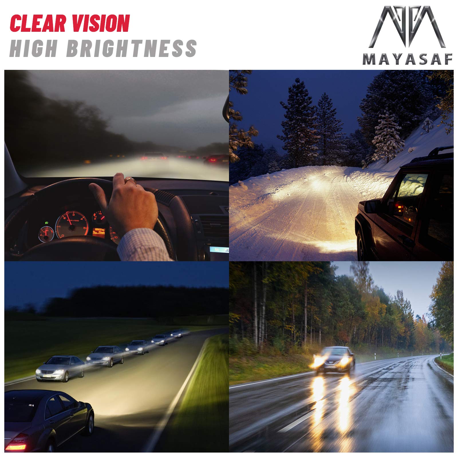MAYASAF Clear Lens LED Fog Lights Kit - Compatible with Chevy Silverado 1500 (2019-2022 Models) - Durable Bumper Fog Lamps for Enhanced Visibility in Rain, Snow & Off-Road Driving