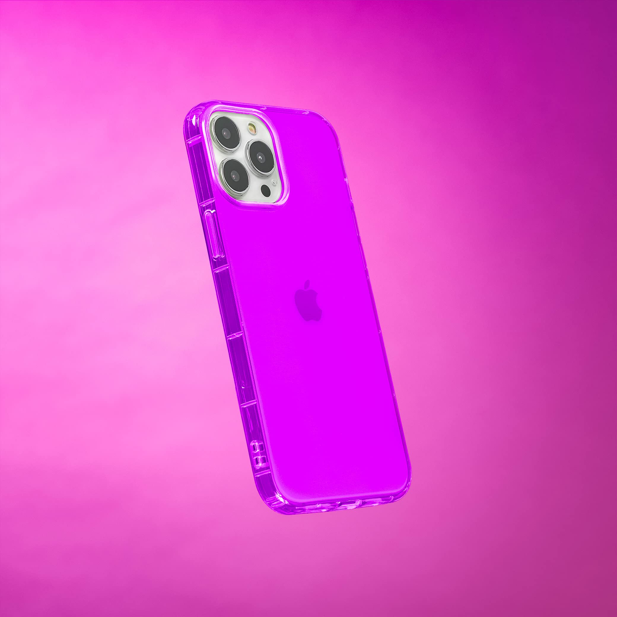 SteepLab Neon Highlighter Case for iPhone 13 Pro Max - Grippy Jelly Phone Cover with Protective Air Pockets, Shockproof & Anti-Slip Design in Vivid Purple - Perfect for Gym, Work & Everyday Use