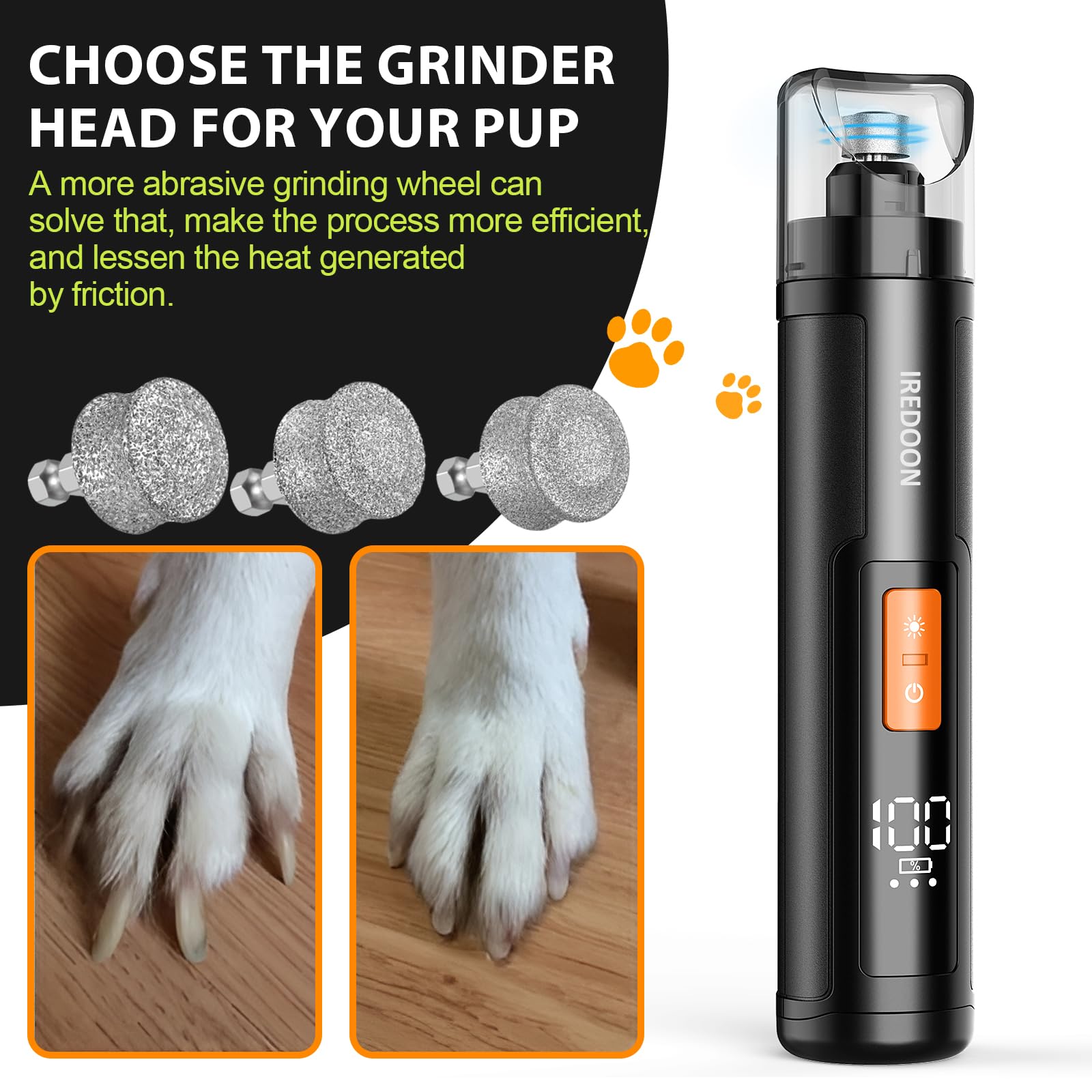 Casfuy Dog Nail Grinder Replacement Heads - 3 Pack Compatible with Most Pet Nail Trimmers | High Efficiency, Safe & Durable Grinding Heads for Gentle Pet Grooming at Home
