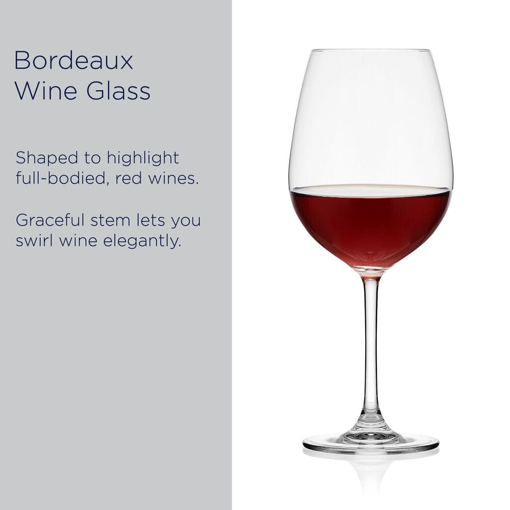 Premium Lana Set of 4 Crystal Red Wine Glasses - Elegant Bordeaux Glassware for Fine Dining, Wine Tasting & Home Entertaining