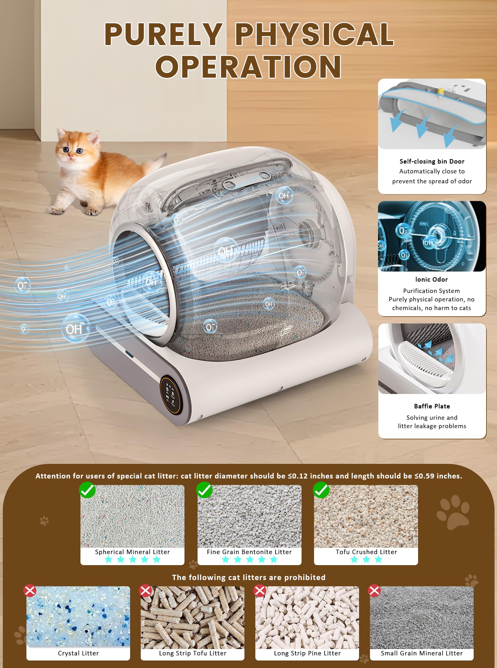 2025 Upgraded Self Cleaning Litter Box for Multiple Cats - 65L+9L Extra Large Automatic Robot Cat Litter Box with Negative Ion Sterilization, APP Control & Health Monitoring - Perfect for Smart Homes & Multi-Cat Households