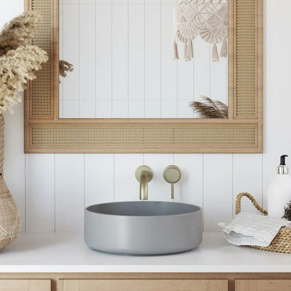 Eight Quarters Amaroo Circle Matte Grey Bathroom Sink Basin - Modern Matte Finish for Contemporary Bathrooms and Powder Rooms