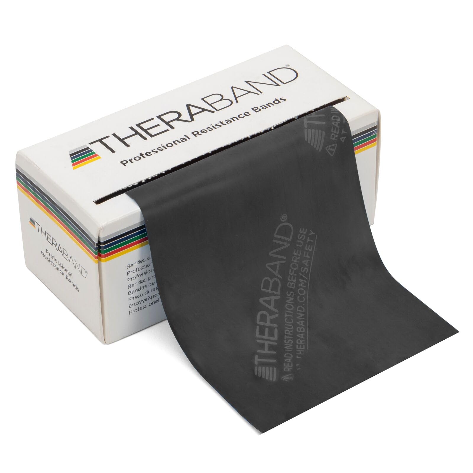 THERABAND Resistance Bands - 6 Yard Roll Professional Latex Elastic Exercise Bands for Strength Training, Physical Therapy, Pilates, Home Workouts & Rehab - Heavy Duty Level 6 (Black) - Perfect for Upper Body, Lower Body & Core Exercises at Home or Gym