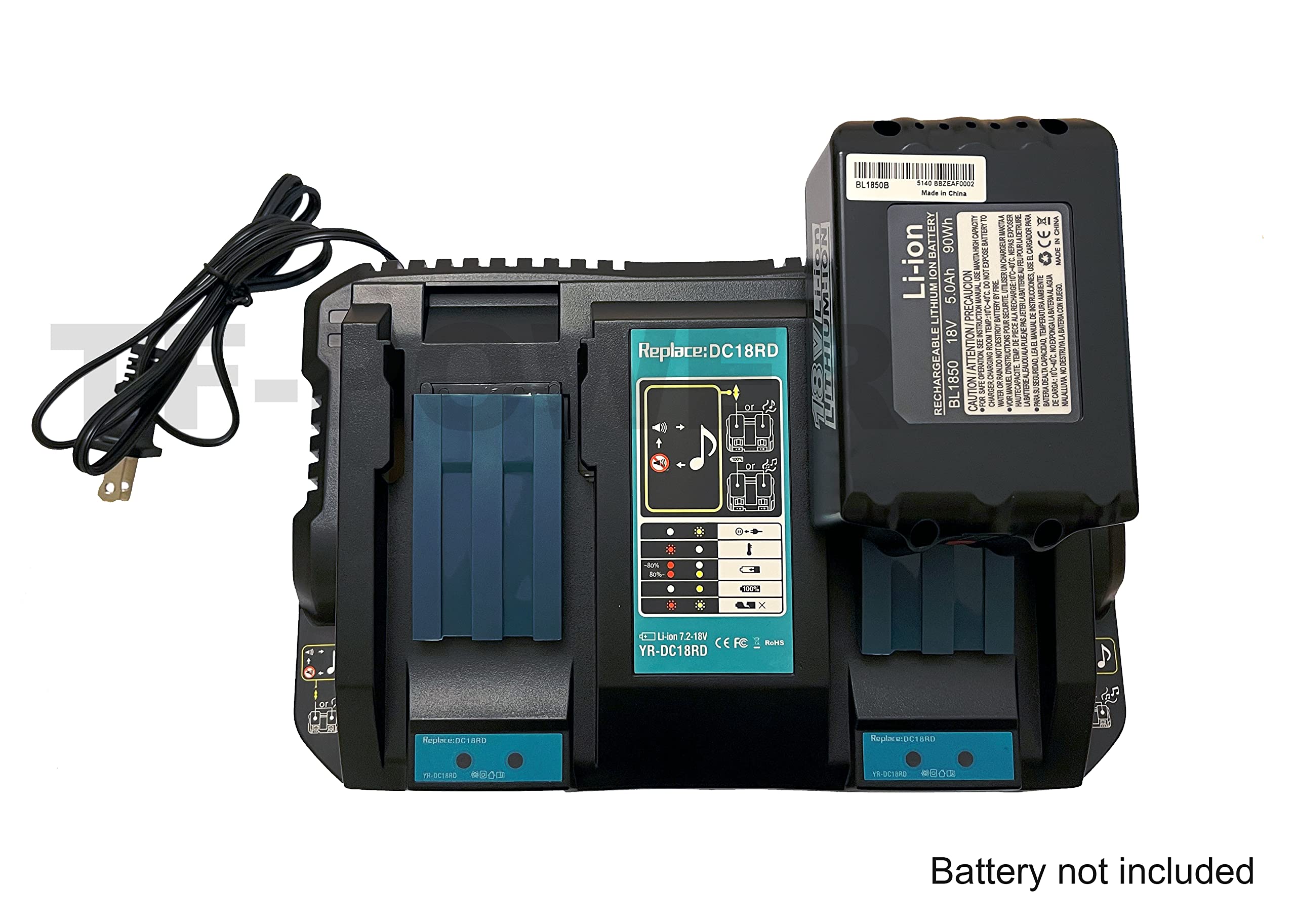 Makita DC18RD DC18RC DC18RA Replacement Charger 4A - Fast Charging for Makita BL1830 BL1840 BL1850 BL1815 Batteries (Model 194204-5 194205-3) - Perfect for Construction Sites, Workshops & DIY Projects