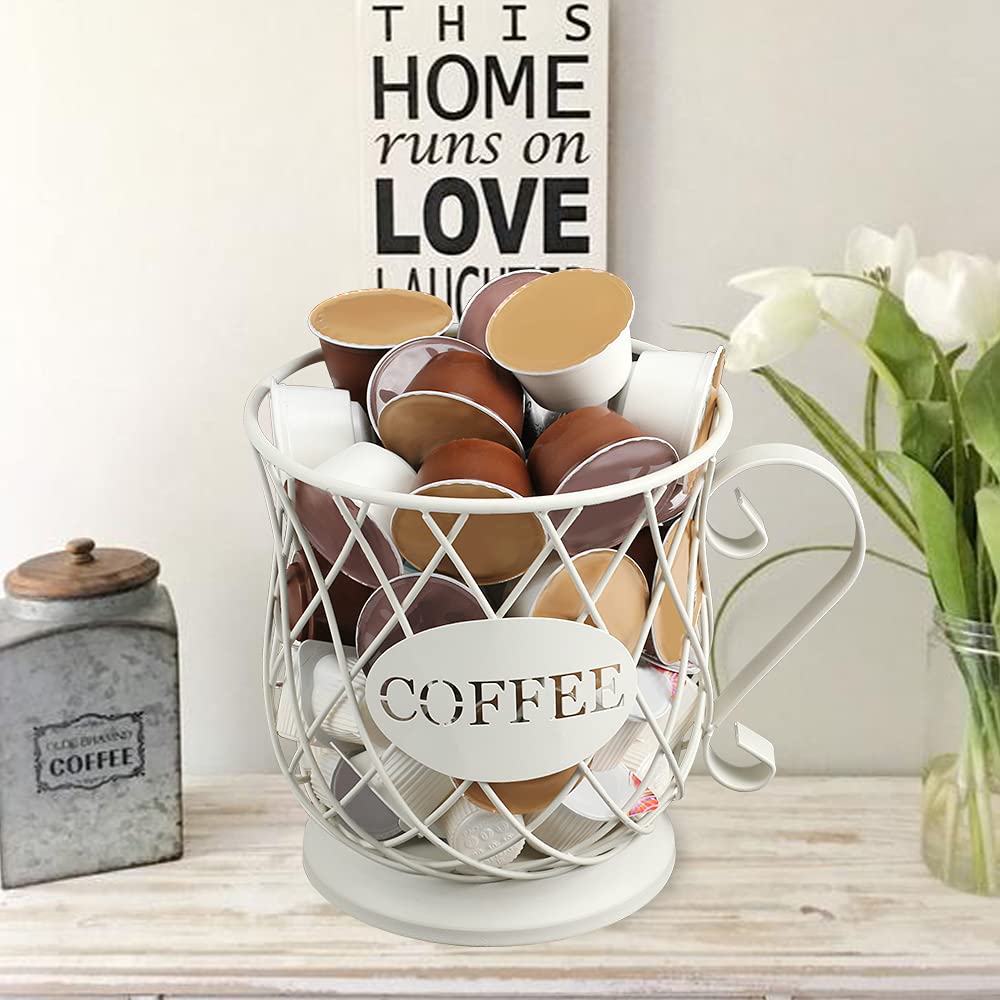 35-Count Coffee Pod Capsule Storage Holder - White K-Cup Organizer for Keurig Machines | Countertop & Coffee Bar Accessory for Home & Office Use