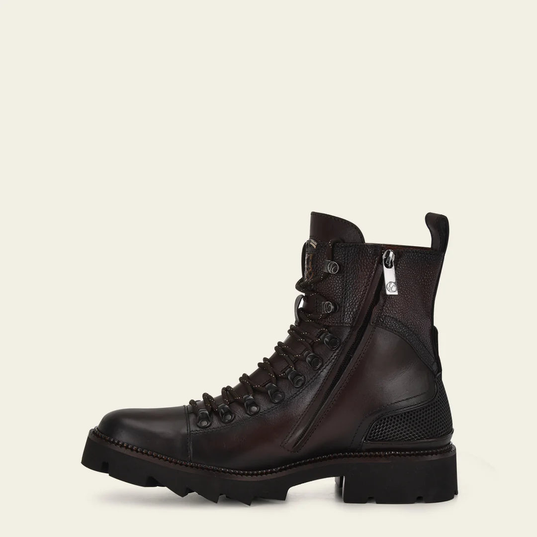 Franco Cuadra Men's Casual Chocolate Brown Leather Cowboy Ankle Boots with Zip - Perfect for Western Wear, Country Outfits & Everyday Comfort