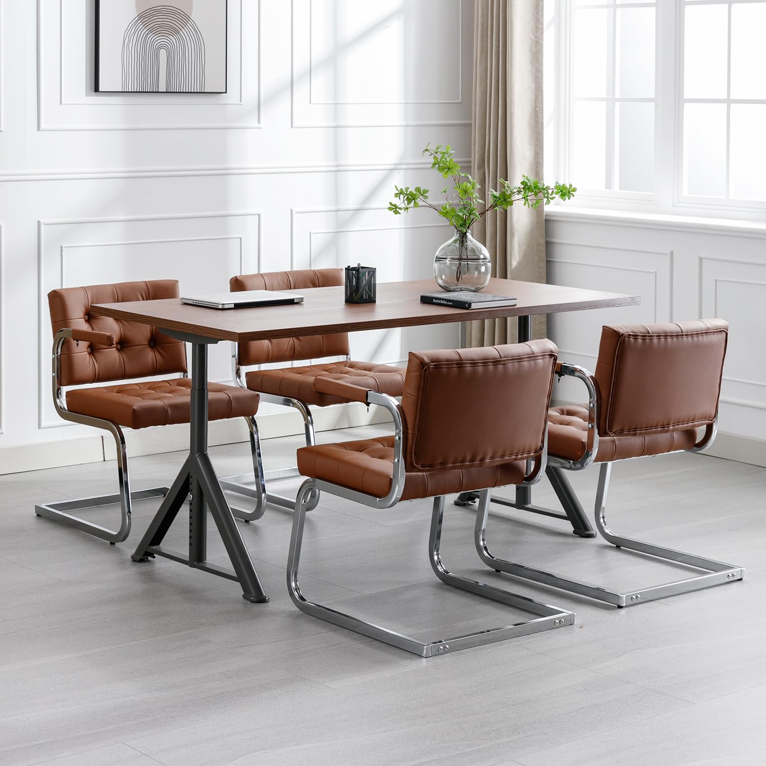 Okeysen 2-Pack Conference Room Chairs Set - Modern Leather Office Guest Chairs & Reception Chairs with Sled Base, No Wheels - Perfect for Business Meetings, Waiting Rooms, and Office Reception Areas