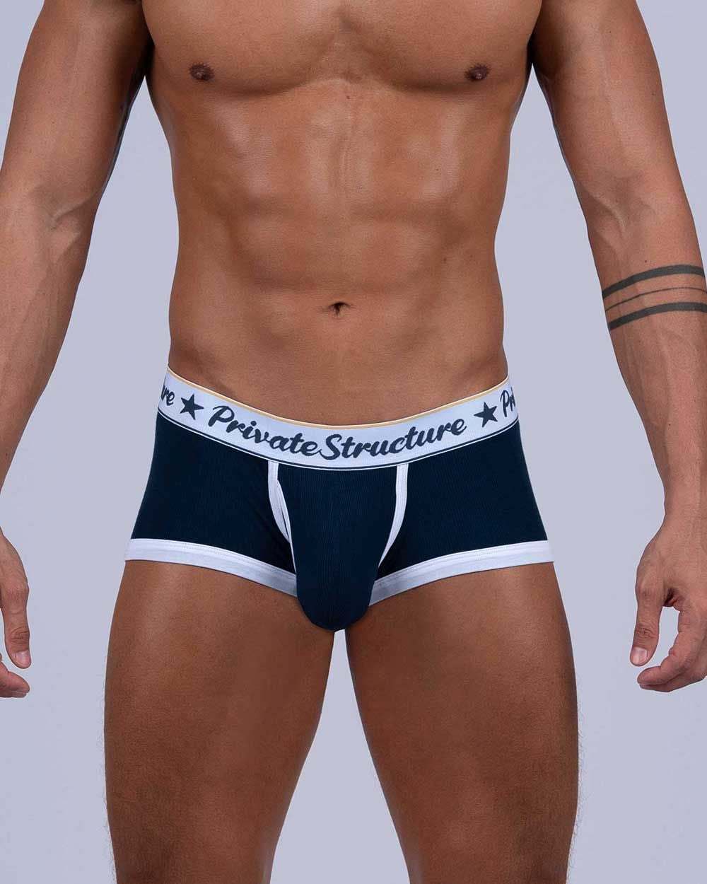 Private Structure Classic Mid Waist Trunks for Men - Comfortable Cotton Underwear with Breathable Fabric - Perfect for Everyday Wear, Gym & Travel