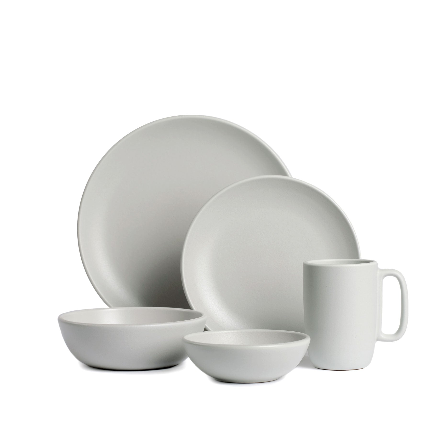 Sea Mist 5-Piece Dinnerware Set - Elegant Ceramic Plates & Bowls for Everyday Dining, Dinner Parties & Home Decor | Microwave & Dishwasher Safe