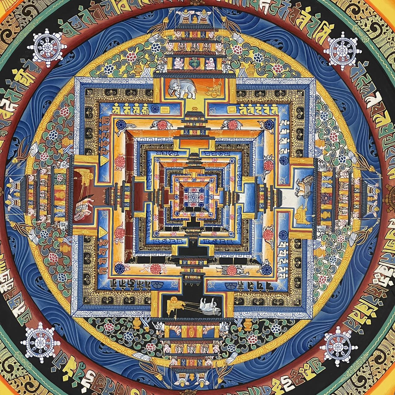 Authentic Kalachakra Mandala Tibetan Thangka Painting - Handmade Buddhist Art for Meditation & Home Decor | Perfect for Yoga Studios, Spiritual Spaces & Gift Giving