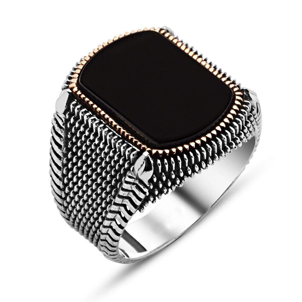 925K Sterling Silver Men's Onyx Claw Ring - Turkish Ottoman Jewelry for Men - Perfect for Gifts, Weddings & Gothic Fashion