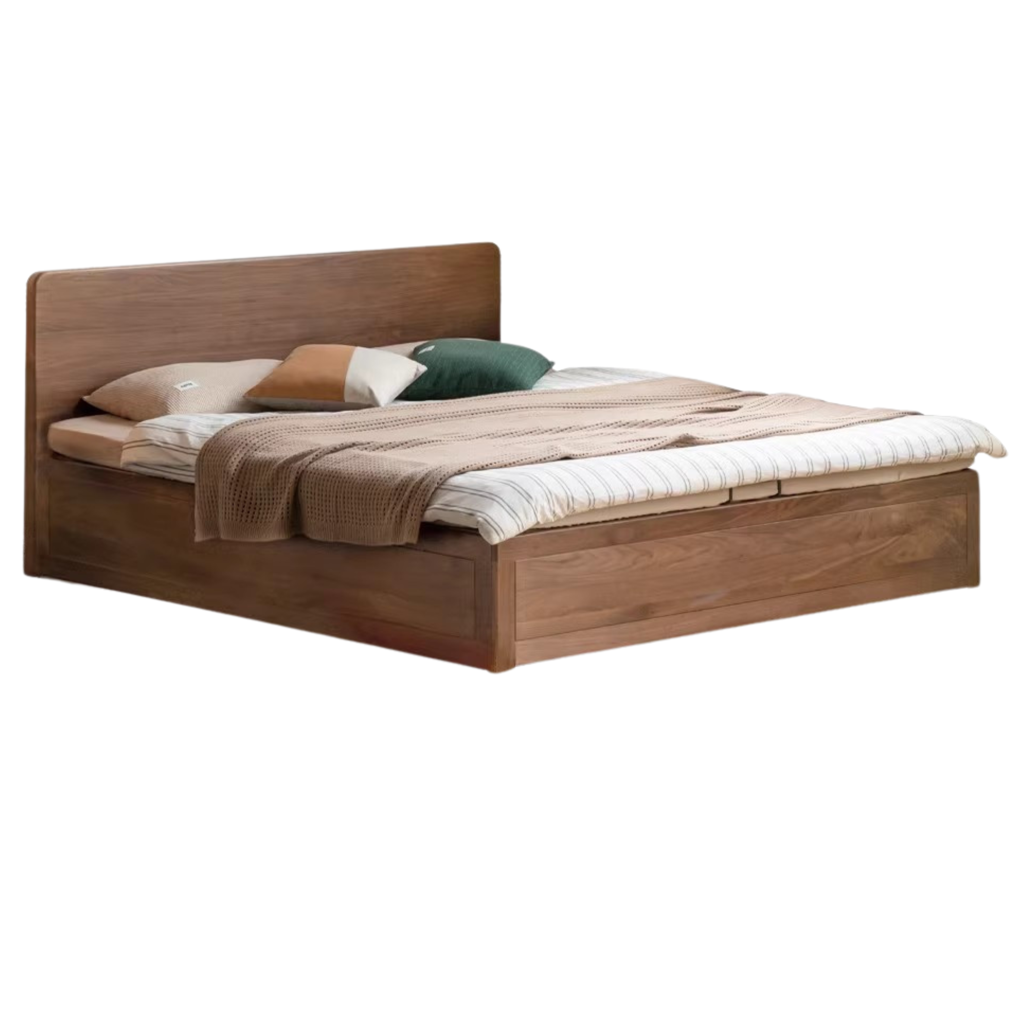 Rich Dark Walnut color Black walnut high bunk side open box bed with bottom plate