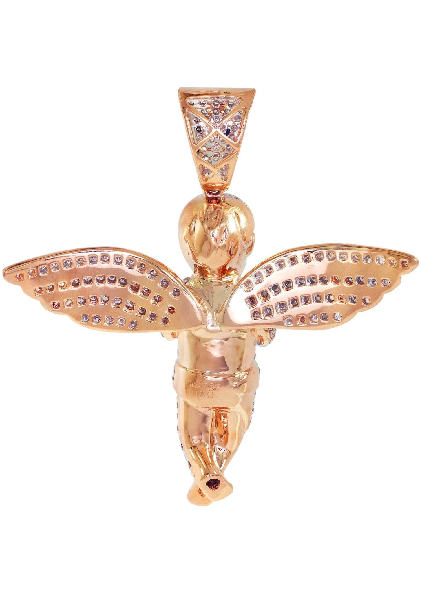 Diamond Angel Pendant Necklace - 27g Solid Gold 4.63 Carat Genuine Diamond Jewelry - Perfect for Anniversary Gifts & Special Occasions