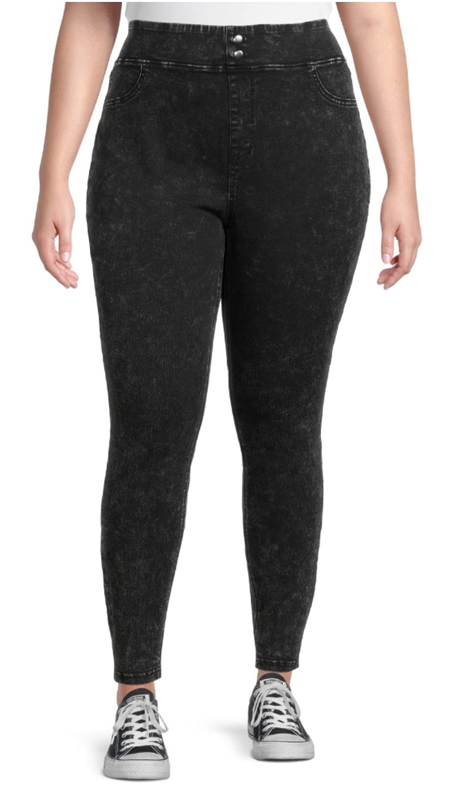 Black Acid Wash Plus Size Jeggings for Women - Stretchy High Waist Skinny Jeans (Size 3X) - Perfect for Casual Wear, Work & Night Out