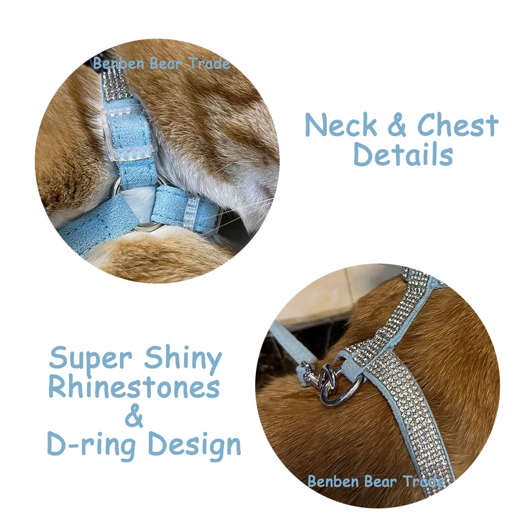 Sparkling Rhinestone Pet Harness - Adjustable Dog & Cat Vest for Small Pets (Size M, Light Green) | Perfect for Walking, Outdoor Adventures & Fashion Styling
