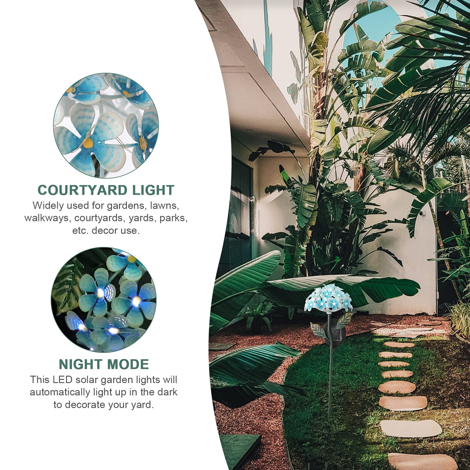 OSALADI Solar Garden Lights Outdoor - Hydrangea Shape Solar Powered LED Lawn Lights for Yard, Patio, Pathway - Waterproof & Weather Resistant - Sky Blue - Perfect for Garden Decor, Landscape Lighting, and Evening Ambiance