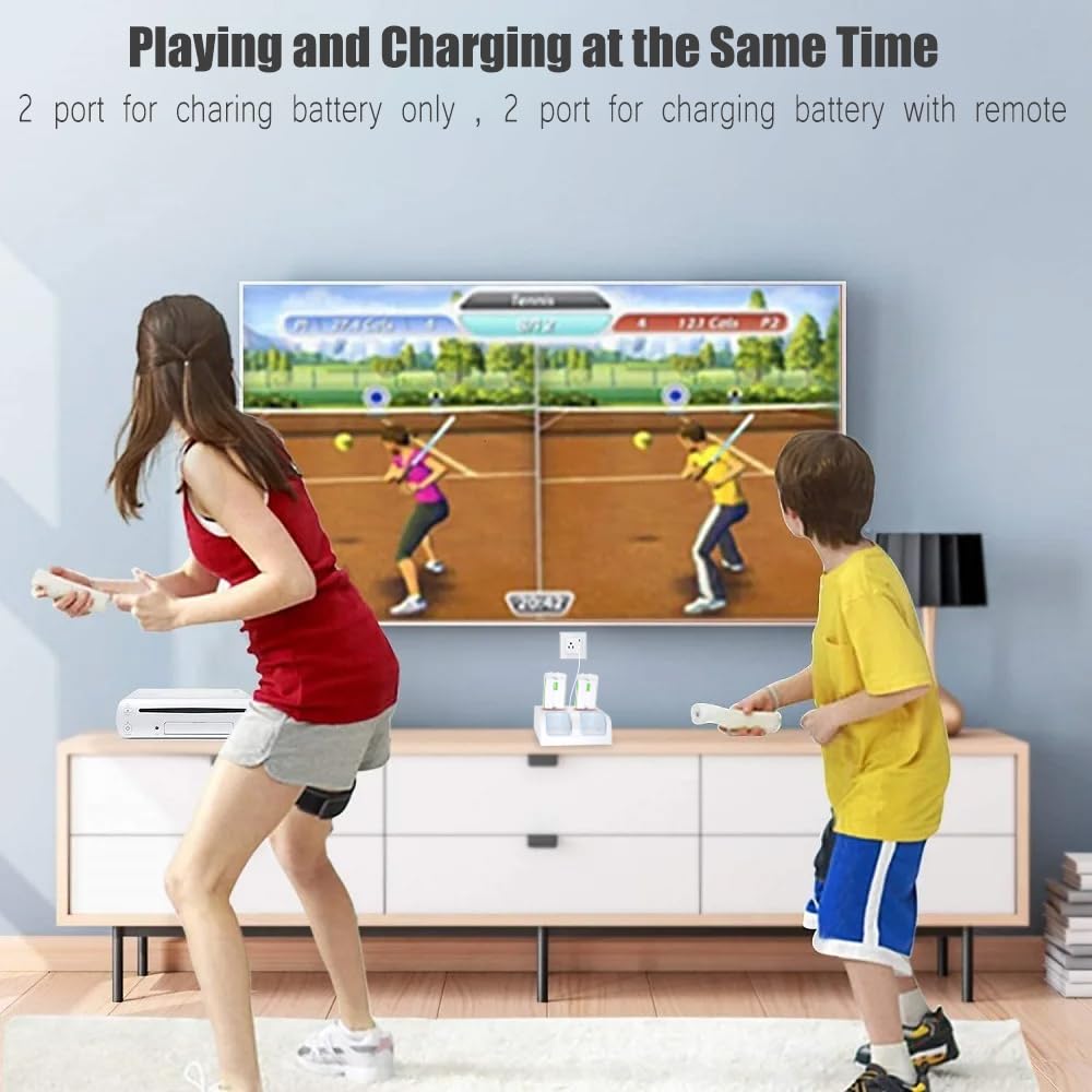 4-Pack 2800mAh Rechargeable Wii Remote Battery Pack with Charging Station & USB Cable - Compatible with Wii & Wii U Controllers - Perfect for Gaming Sessions & Family Entertainment