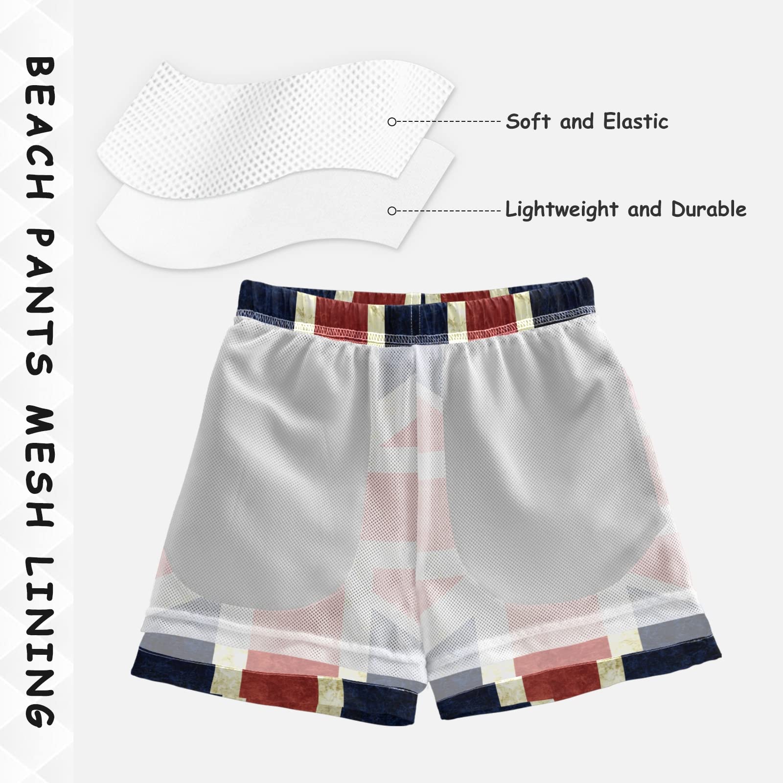 England Flag Boys Swim Trunks - Quick Dry Toddler & Kids Bathing Suits with Adjustable Waist (2T-16) - Perfect for Beach, Pool & Summer Water Activities - Red