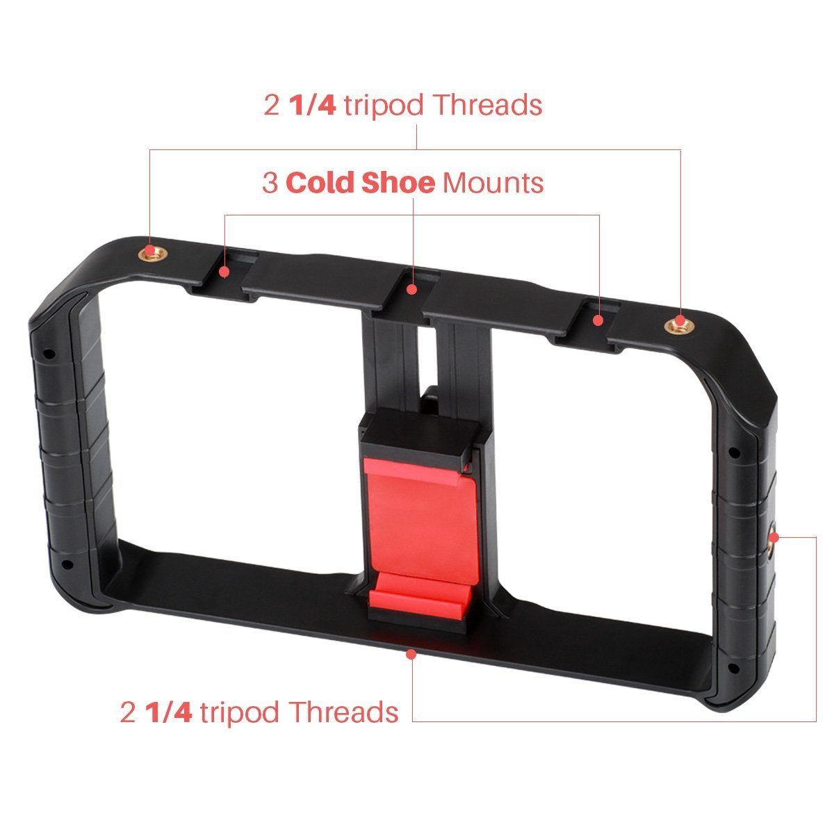 Ulanzi U Rig Pro Smartphone Video Stabilizer with Triple Cold Shoe Mount - Compatible with iPhone 16/15/14/13/12/11 Pro Max/XS/X/8 Plus, OnePlus 7 Pro, Samsung & Google Pixel - Perfect for Vlogging, Live Streaming & Content Creation