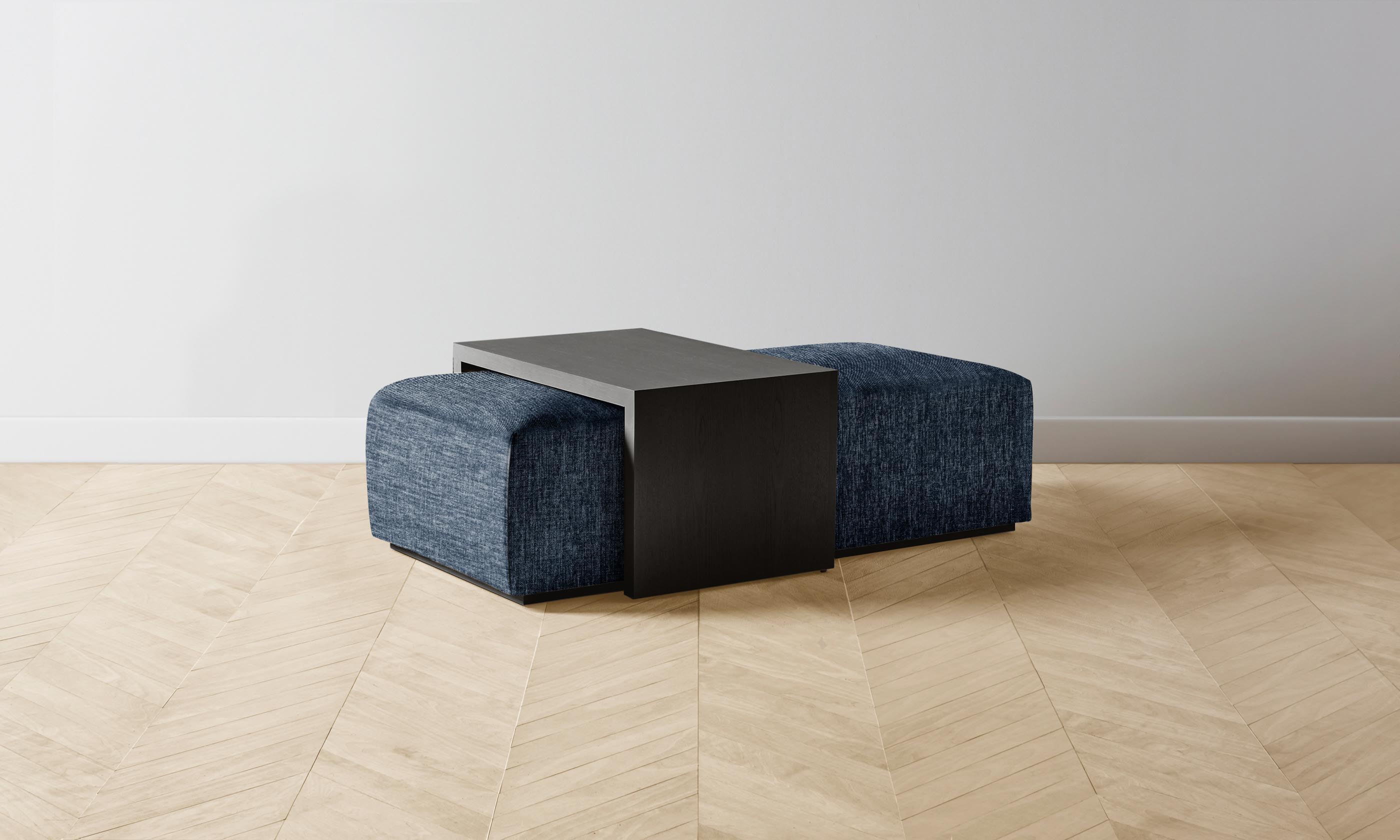 The Bowery Ottoman - Premium Performance Tweed Denim Upholstered Storage Bench for Living Room, Bedroom & Entryway