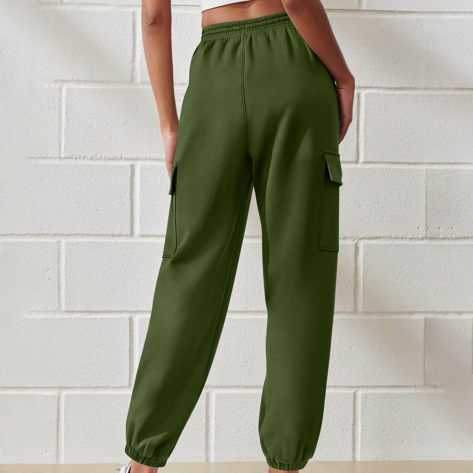 Women's Fleece-Lined Cargo Sweatpants - High Waisted Baggy Joggers with Drawstring & Wide Straight Leg (2024 Fashion) - Perfect for Lounge Wear, Workouts, and Casual Outfits